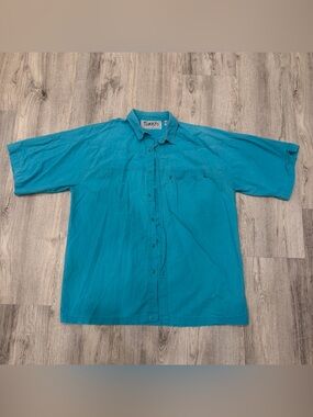 Vintage Tomato Turquoise 100% Cotton‎ Button Front Shirt XL